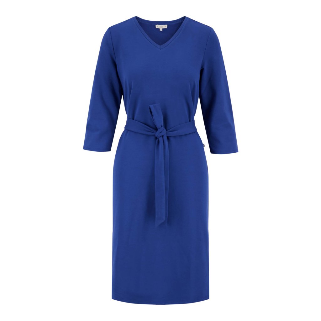 Zusss Kleid mit V-Ausschnitt kobaltblau Villa | Madelief